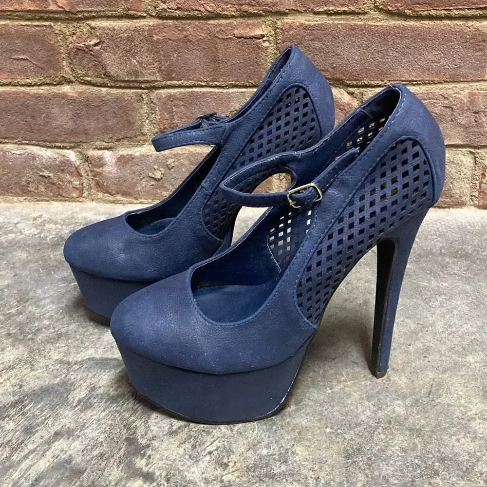 FRH Navy Platform Stiletto Heels Size 8 NEW